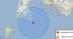 Scossa a Capo Miseno in nottata. Sciame sismico ancora in corso.  Ieri 72 scosse, oggi già 26